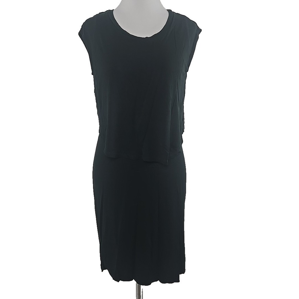 HEATHER Small Viscose Jersey T-shirt Dress Layered Keyhole Back Sleeveless Green